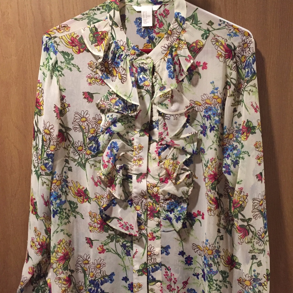 Floral ruffle vintage blouse